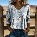 TARA | BELA VINTAGE BLUZA SA CVETNIM UZORKOM