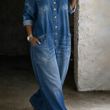 Sophia | Denim kombinezon sa spuštenim ramenima