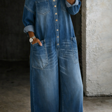 Tijana | Denim kombinezon sa golim ramenima