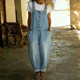 Mae | Vintage pamučna salopeta sa denim efektom